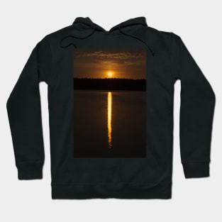 Night landscape of moon rise over calm lake Hoodie